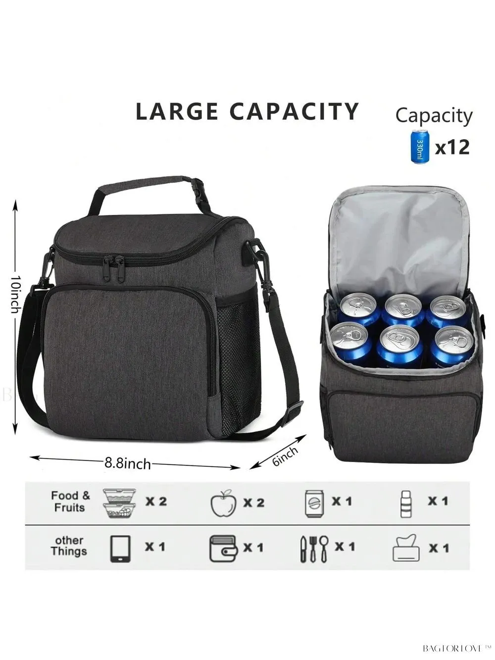 BagForLove - Insulated Lunch Companion With Adjustable Strap