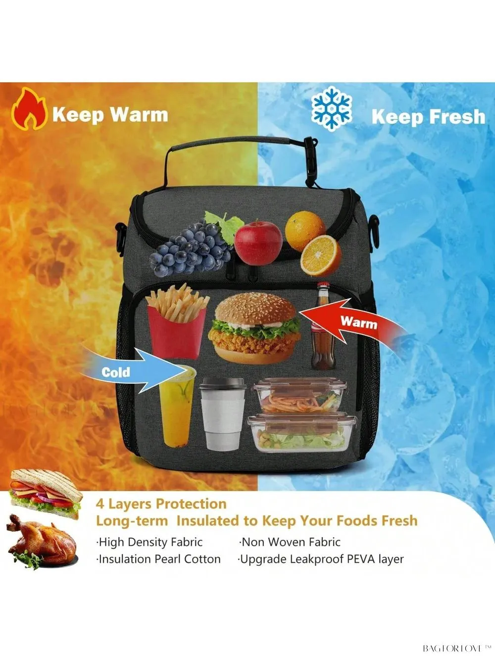 BagForLove - Insulated Lunch Companion With Adjustable Strap