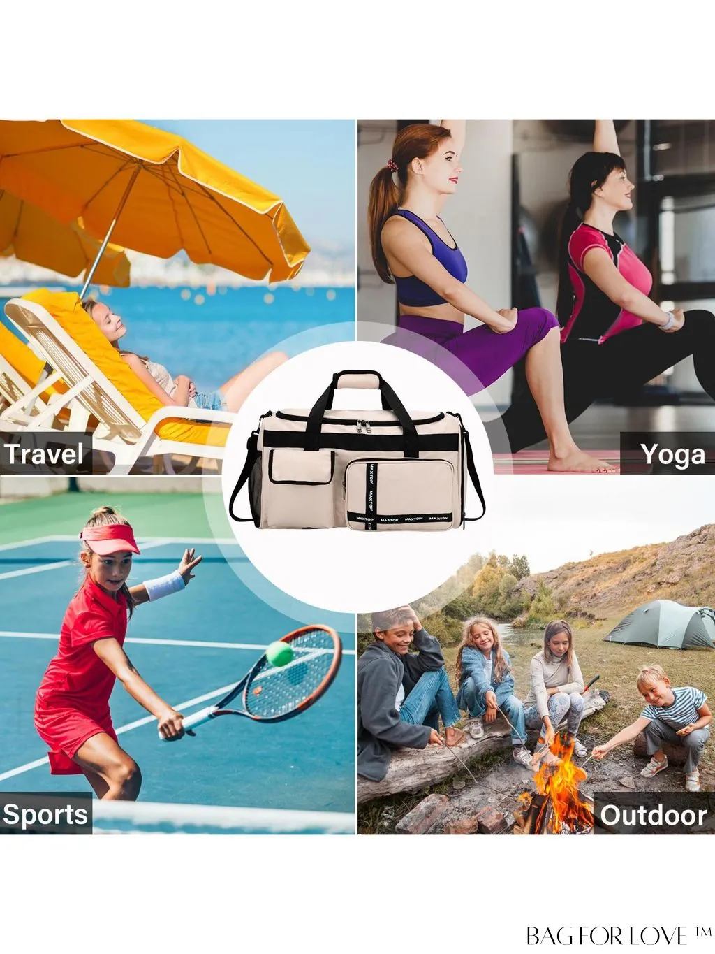 BagForLove - MAXTOP Womens Travel Duffle Bag: Large Capacity with Shoe Compartment, Gym Tote - Dry/Wet Separation