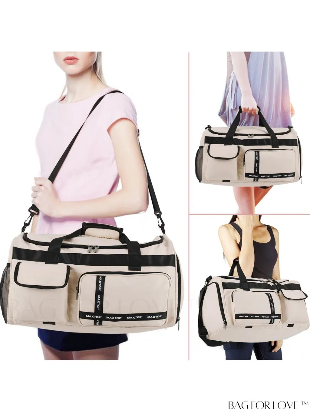BagForLove - MAXTOP Womens Travel Duffle Bag: Large Capacity with Shoe Compartment, Gym Tote - Dry/Wet Separation