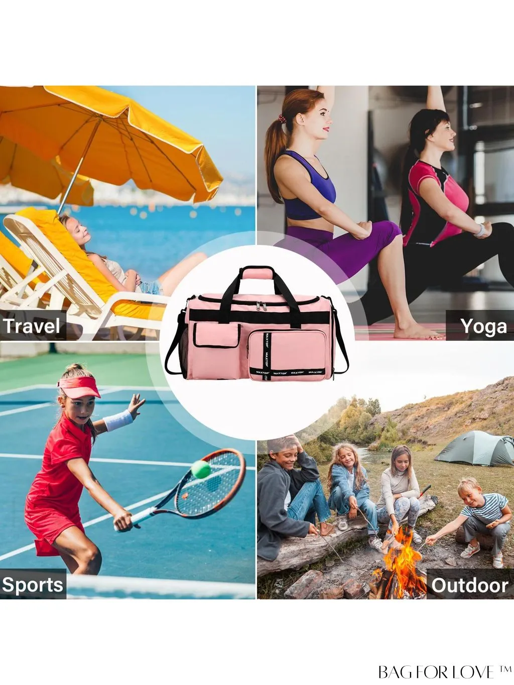 BagForLove - MAXTOP Womens Travel Duffle Bag: Large Capacity with Shoe Compartment, Gym Tote - Dry/Wet Separation