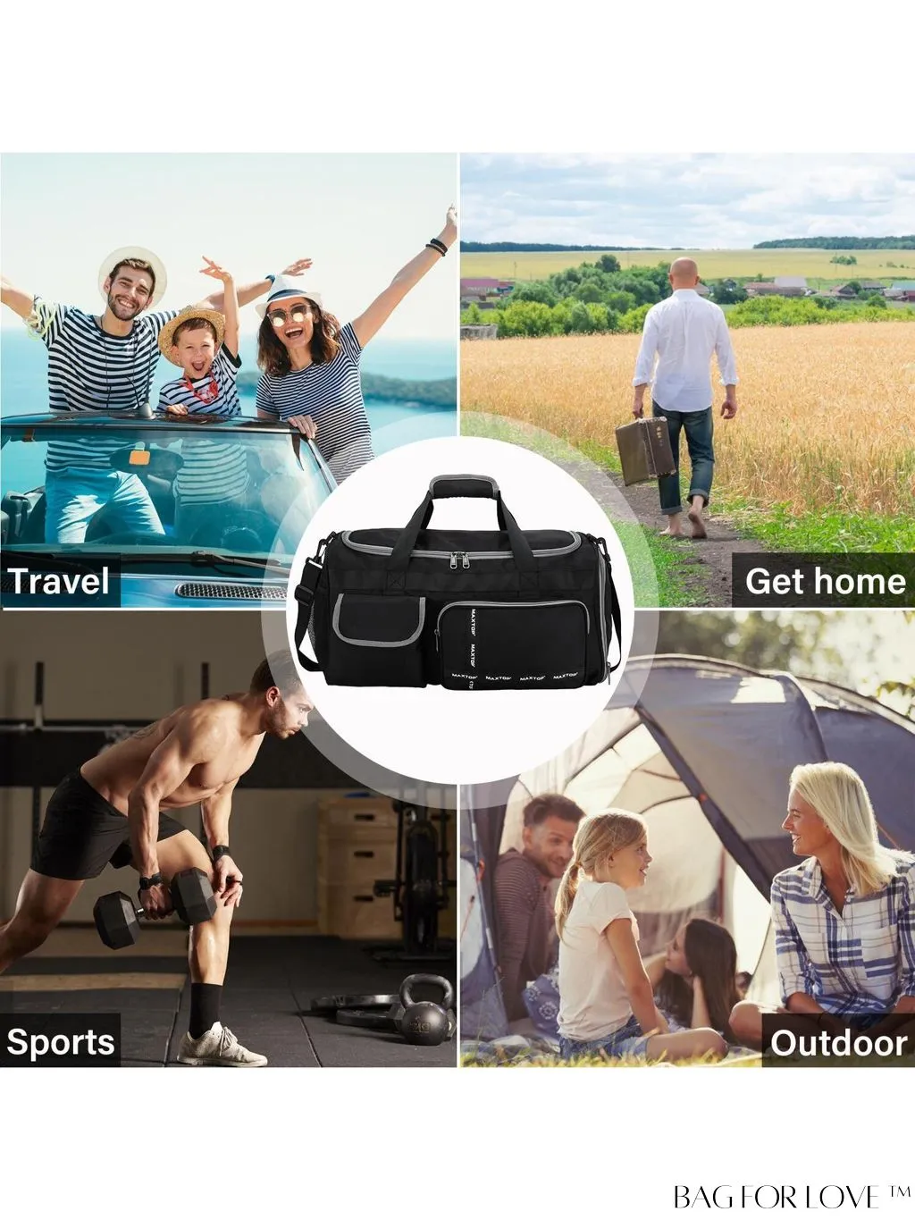 BagForLove - MAXTOP Womens Travel Duffle Bag: Large Capacity with Shoe Compartment, Gym Tote - Dry/Wet Separation
