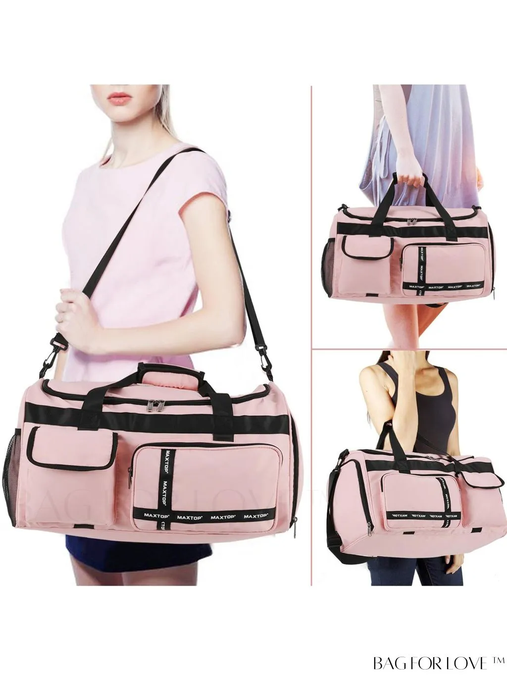 BagForLove - MAXTOP Womens Travel Duffle Bag: Large Capacity with Shoe Compartment, Gym Tote - Dry/Wet Separation