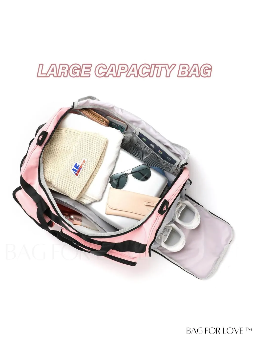 BagForLove - MAXTOP Womens Travel Duffle Bag: Large Capacity with Shoe Compartment, Gym Tote - Dry/Wet Separation