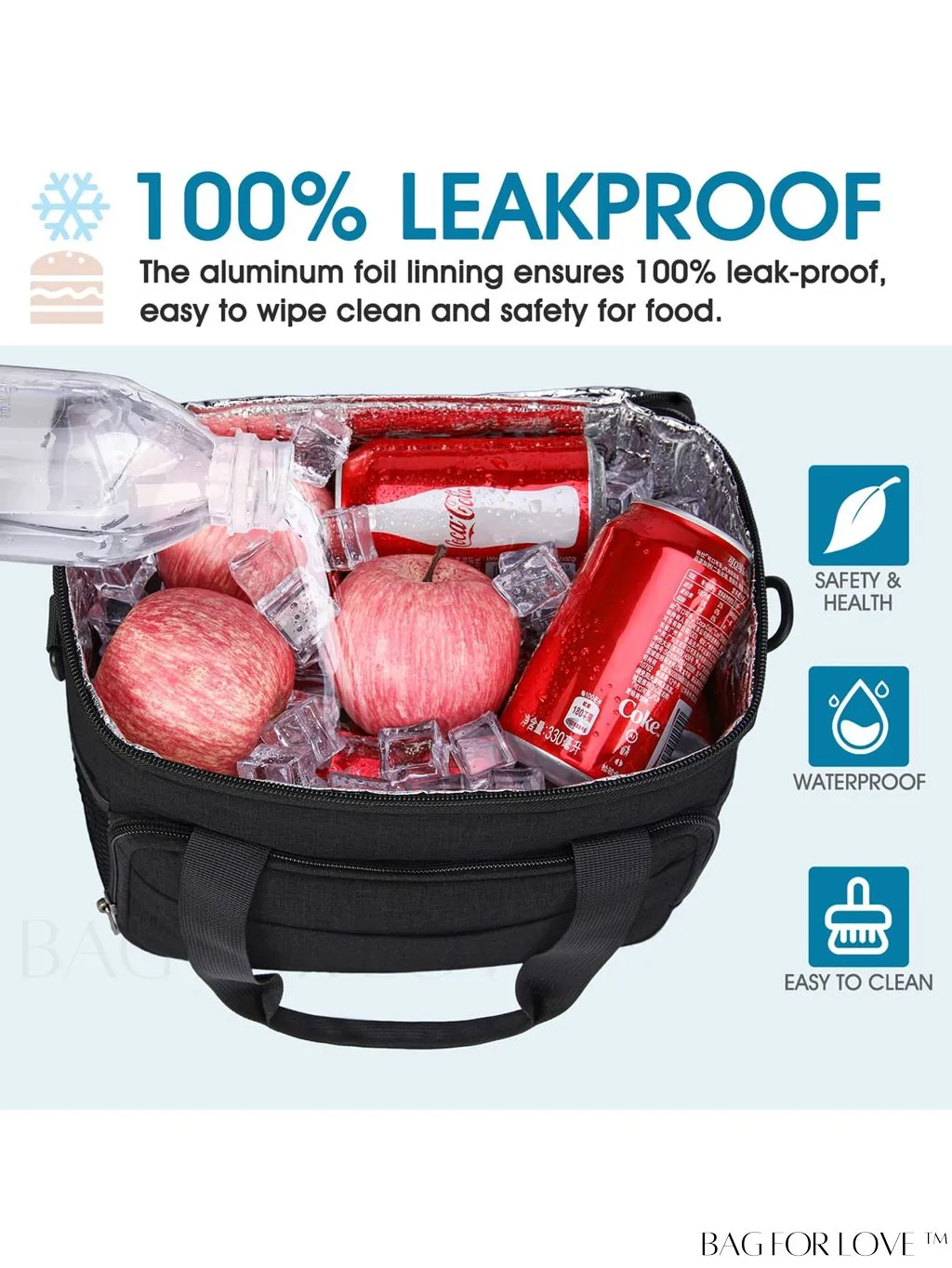 BagForLove - Reusable Insulated Lunch Bag - Perfect for Office, Work, Picnics - 12-Can Capacity, Leakproof Cooler