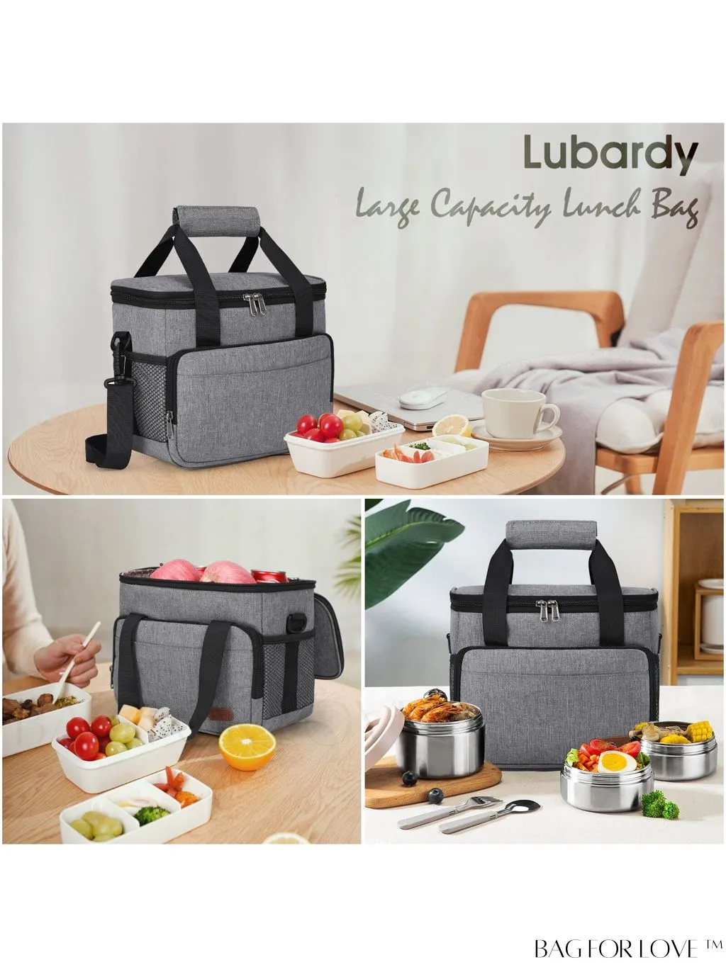 BagForLove - Reusable Insulated Lunch Bag - Perfect for Office, Work, Picnics - 12-Can Capacity, Leakproof Cooler