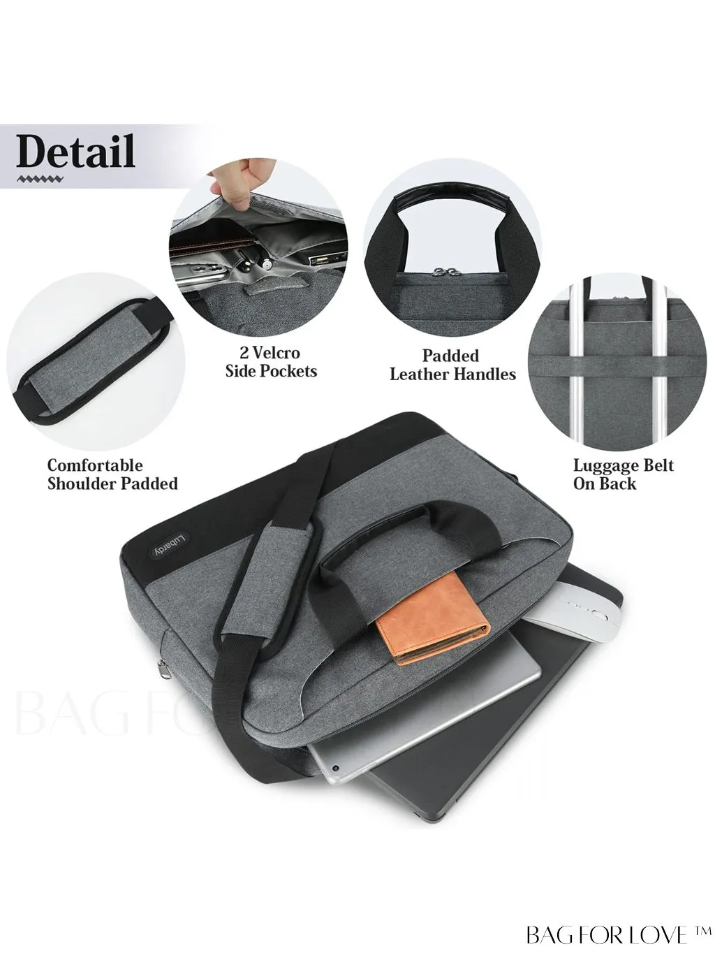 BagForLove - Waterproof Laptop Bag 15.6 Inch - Stylish Shoulder Bag with Cable Organizer - Ideal for Business and College