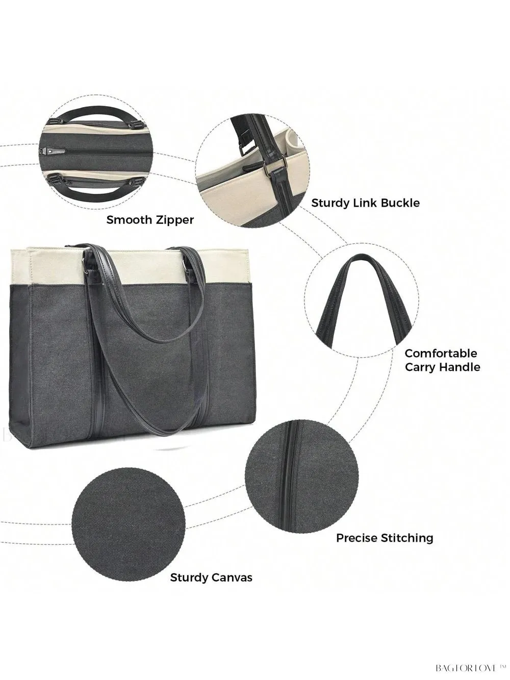 BagForLove - Work Essential Briefcase with Shoulder Strap for Women
