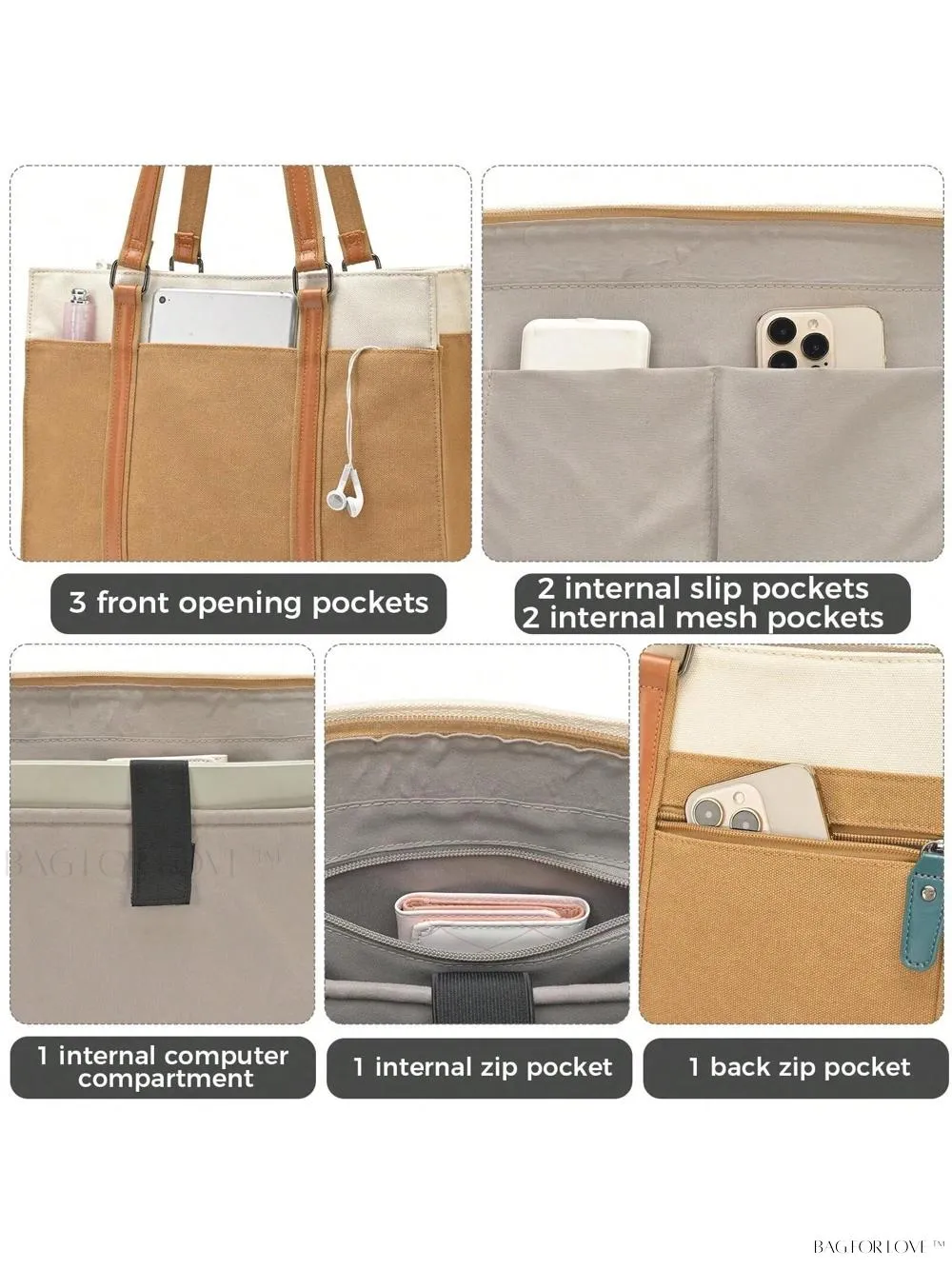 BagForLove - Work Essential Briefcase with Shoulder Strap for Women