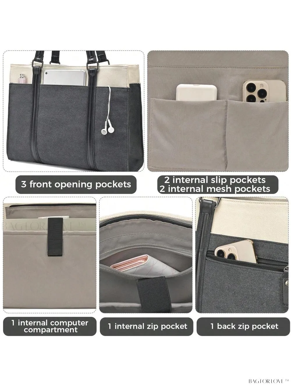 BagForLove - Work Essential Briefcase with Shoulder Strap for Women