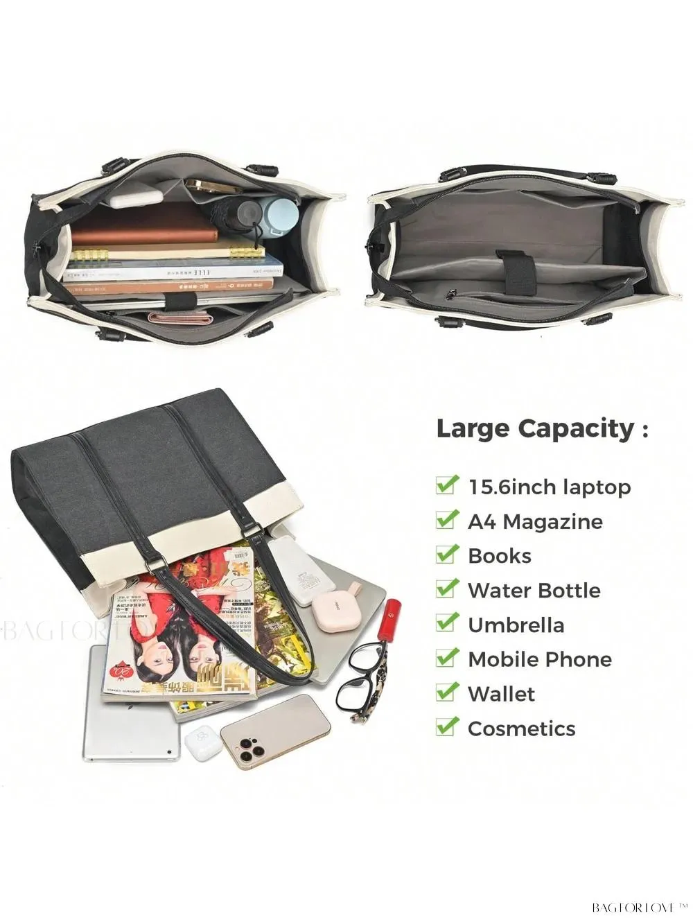 BagForLove - Work Essential Briefcase with Shoulder Strap for Women
