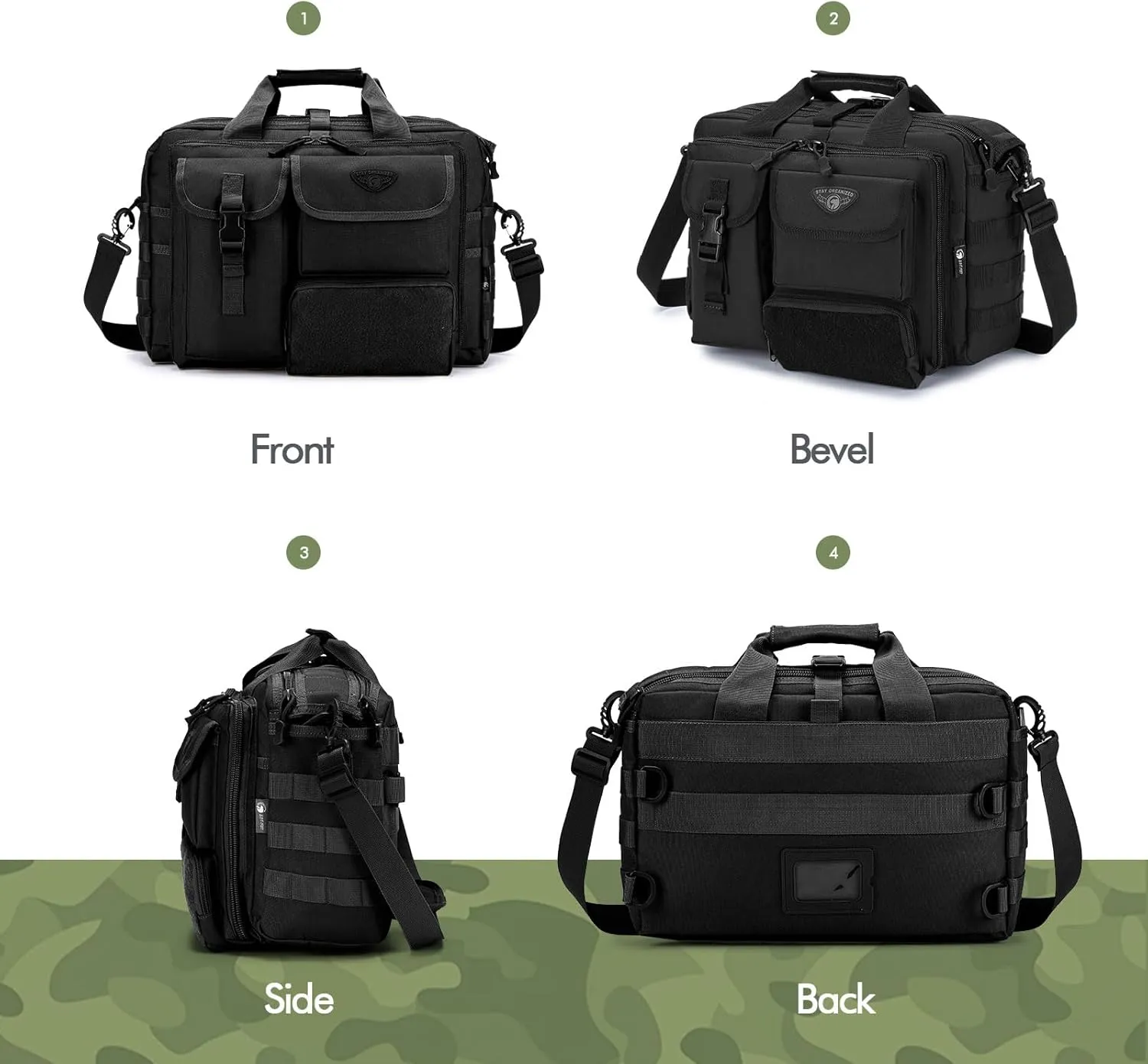 BAGZY Tactical Laptop Bag for Men Multifunctional Tactical Briefcase, Men's Military Messenger Bag 14/15.6/17.3 Inch
