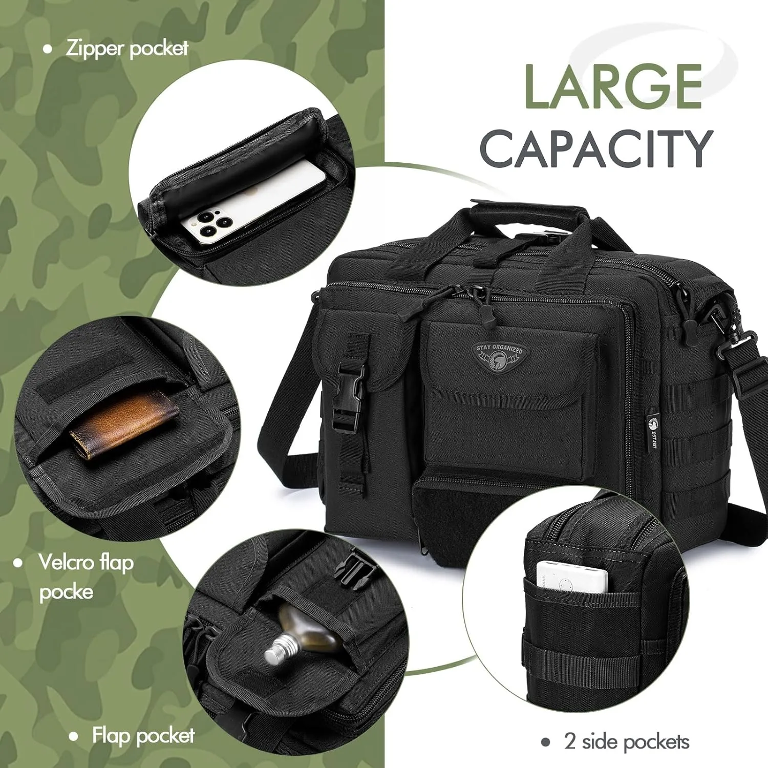 BAGZY Tactical Laptop Bag for Men Multifunctional Tactical Briefcase, Men's Military Messenger Bag 14/15.6/17.3 Inch