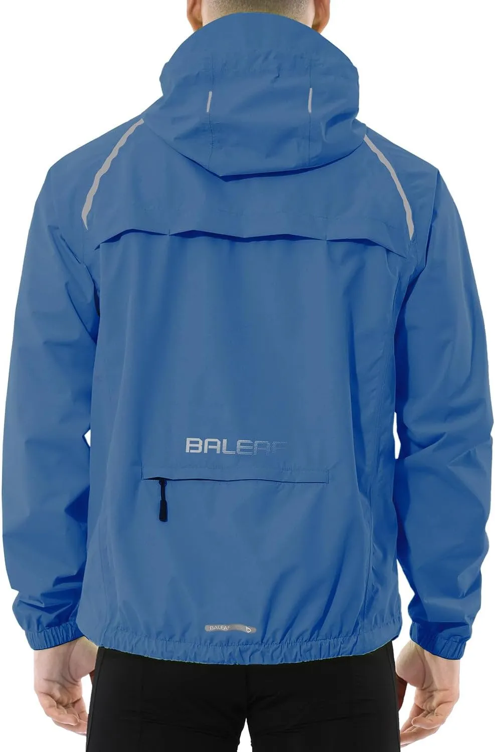 baleaf Men's Rain Jacket Waterproof Windbreaker Running Cycling Golf Hiking Gear Hood Lightweight Reflective Packable