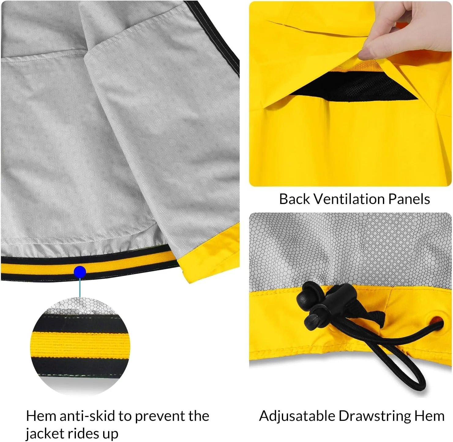 baleaf Men's Rain Jacket Waterproof Windbreaker Running Cycling Golf Hiking Gear Hood Lightweight Reflective Packable