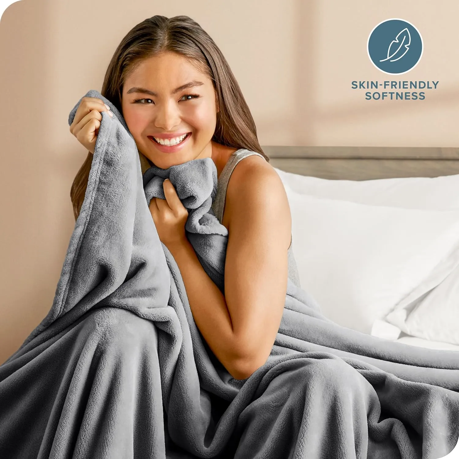 Bare Home Fleece Blanket - Full/Queen - Grey - Lightweight Throw for Bed, Sofa, Couch, Movie Night, Camping, and Travel - Microplush - Cabin Blanket (Full/Queen, Grey)