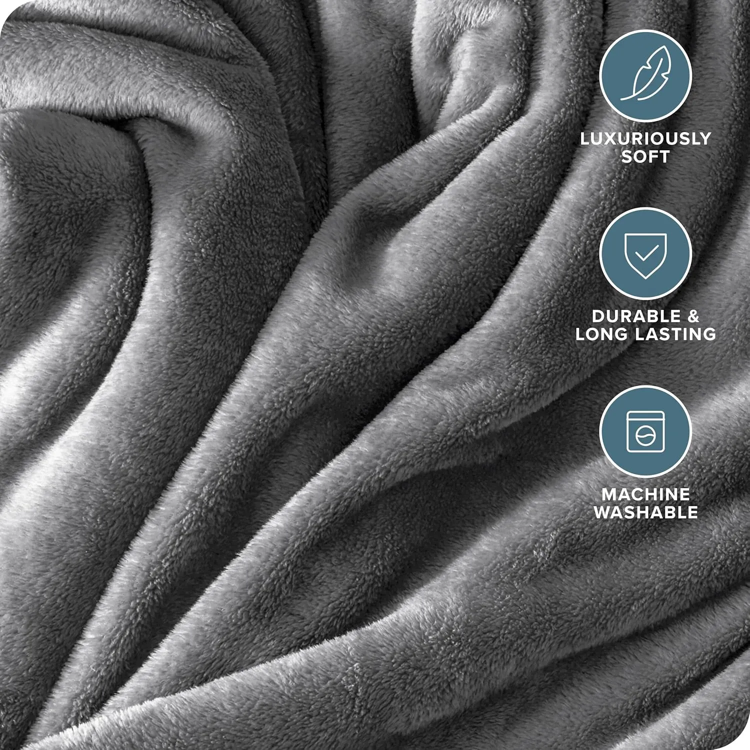 Bare Home Fleece Blanket - Full/Queen - Grey - Lightweight Throw for Bed, Sofa, Couch, Movie Night, Camping, and Travel - Microplush - Cabin Blanket (Full/Queen, Grey)