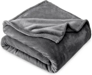Bare Home Fleece Blanket - Full/Queen - Grey - Lightweight Throw for Bed, Sofa, Couch, Movie Night, Camping, and Travel - Microplush - Cabin Blanket (Full/Queen, Grey)