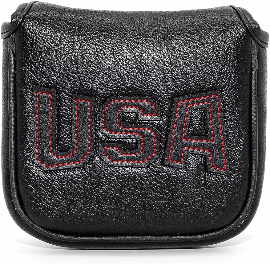 barudan golf Magnetic Square Mallet Putter Cover Headcover,Club Head Cover Protective Case Black,Patriotic USA