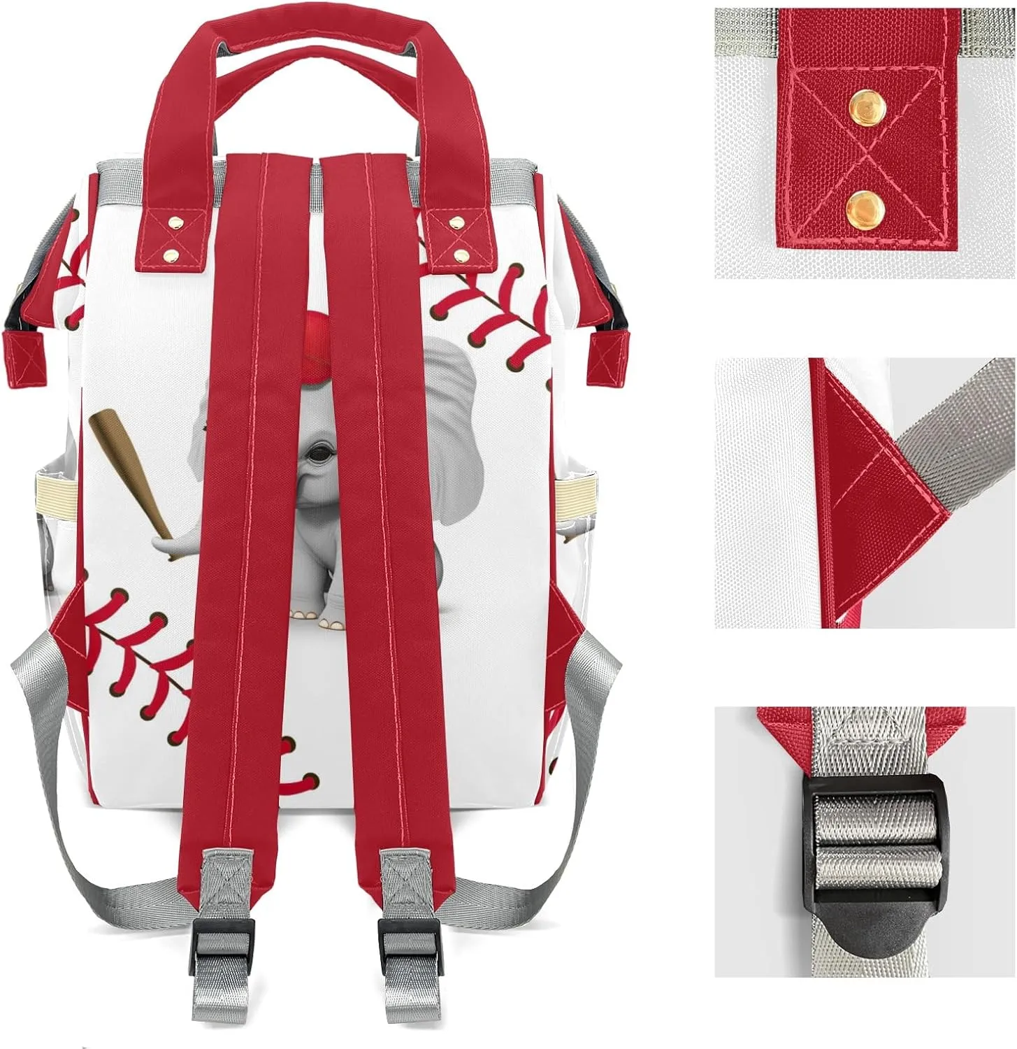 Baseball Elephant Diaper Bags Custom Name Backpack Personalized Baby Nappy Travel Tote Bag for Mom Gift