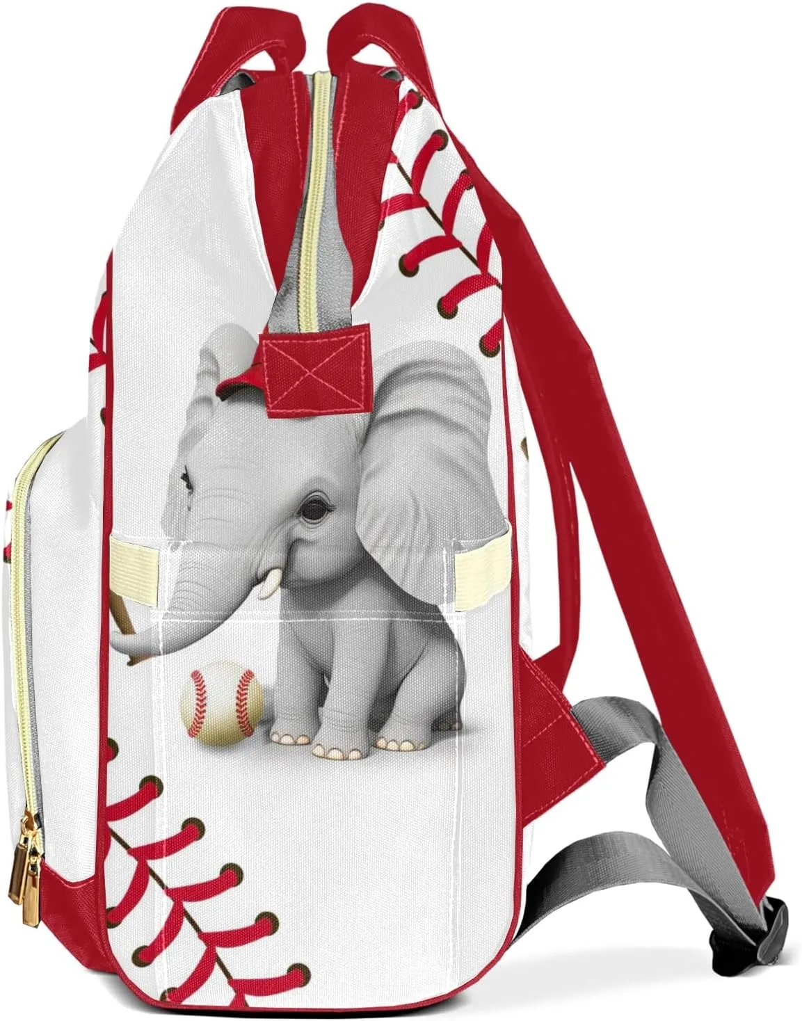 Baseball Elephant Diaper Bags Custom Name Backpack Personalized Baby Nappy Travel Tote Bag for Mom Gift