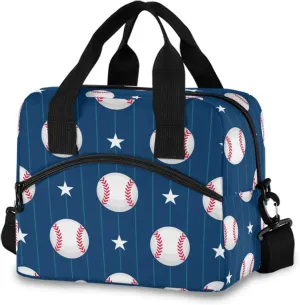 Baseball Lunch Bag Reusable Insulated Tote Bag Leakproof Cooler Bag with Adjustable Shoulder Strap for Women Men