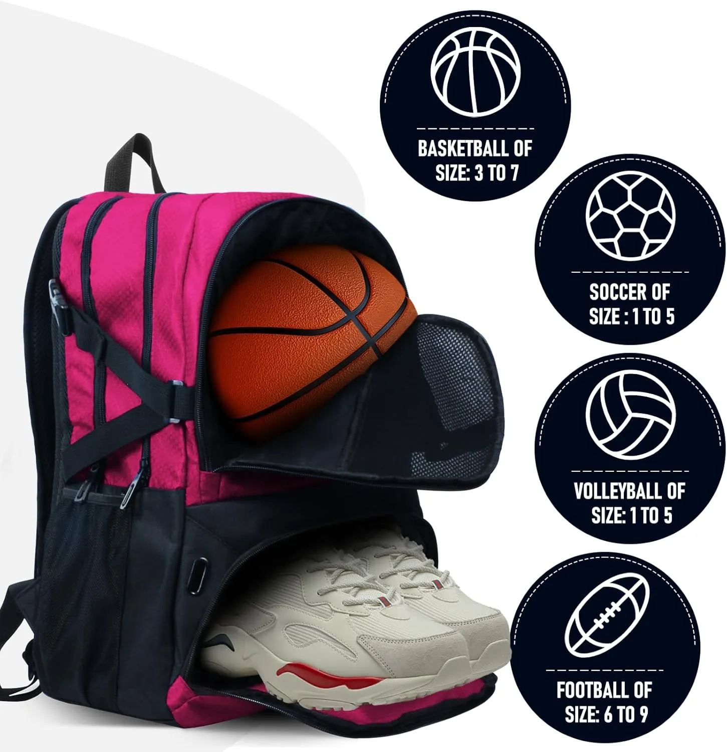 Basketball Backpack, Waterproof basketball bag with Large Shoe and Ball Compartment, Backpack for Women Men, Sports Equipment Bag for Soccer, Volleyball, Gym, Outdoor, Travel, 30L