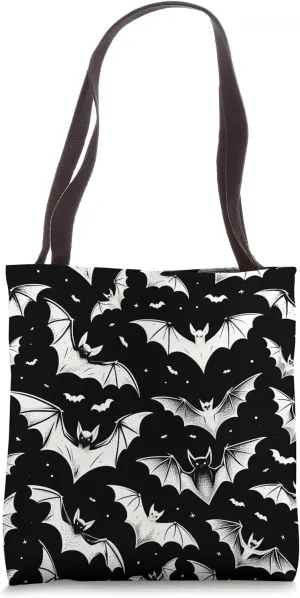 Bat Swarm Pattern Goth Punk Spooky Tote Bag