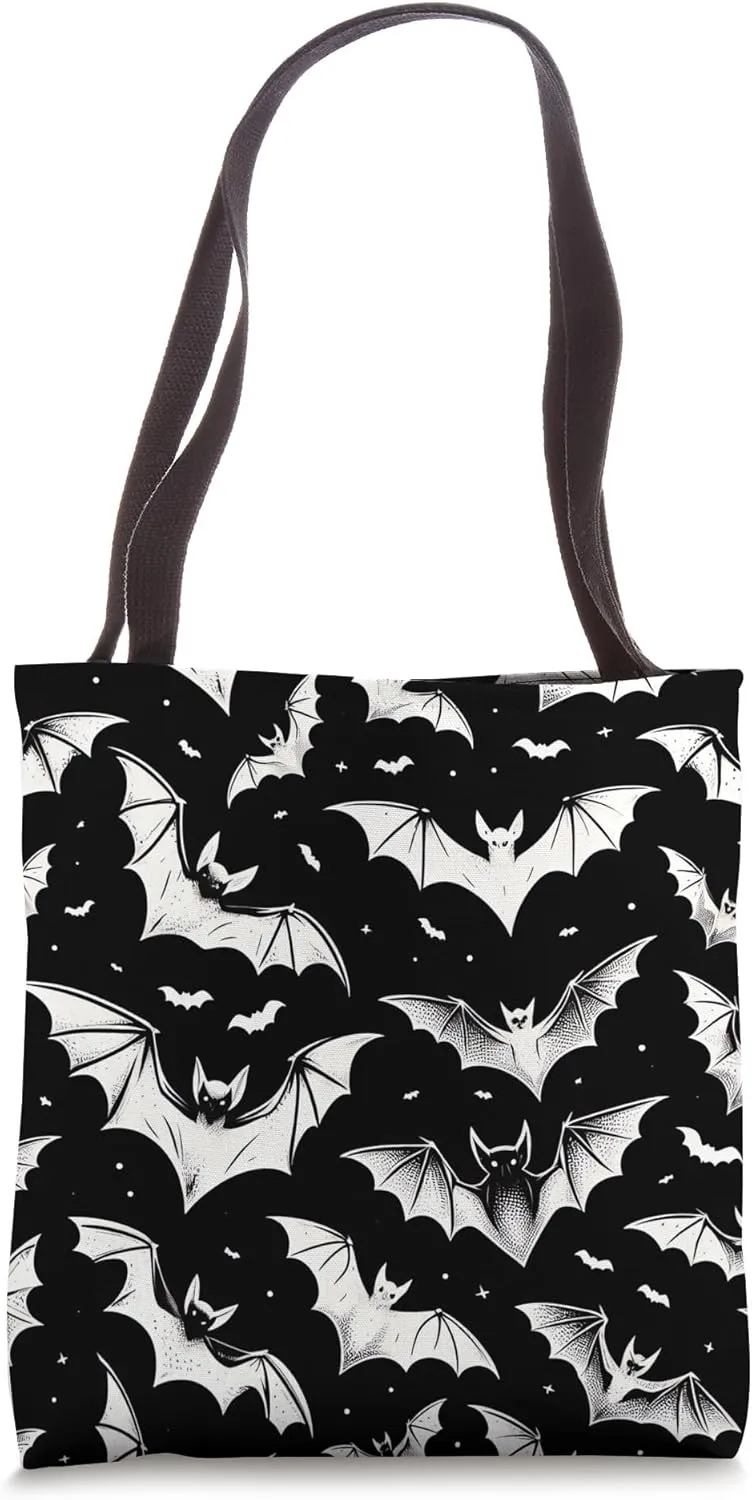 Bat Swarm Pattern Goth Punk Spooky Tote Bag