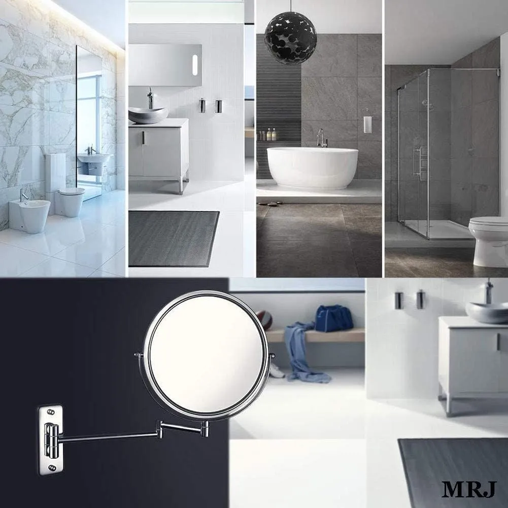 Bathroom Wall Mounted Makeup 6-inch Two-Sided 1 3X/5X Magnification 360°Swivel Extending Folding Bathroom Shaving Cosmetic Make Up Mirror (Rose Gold 1