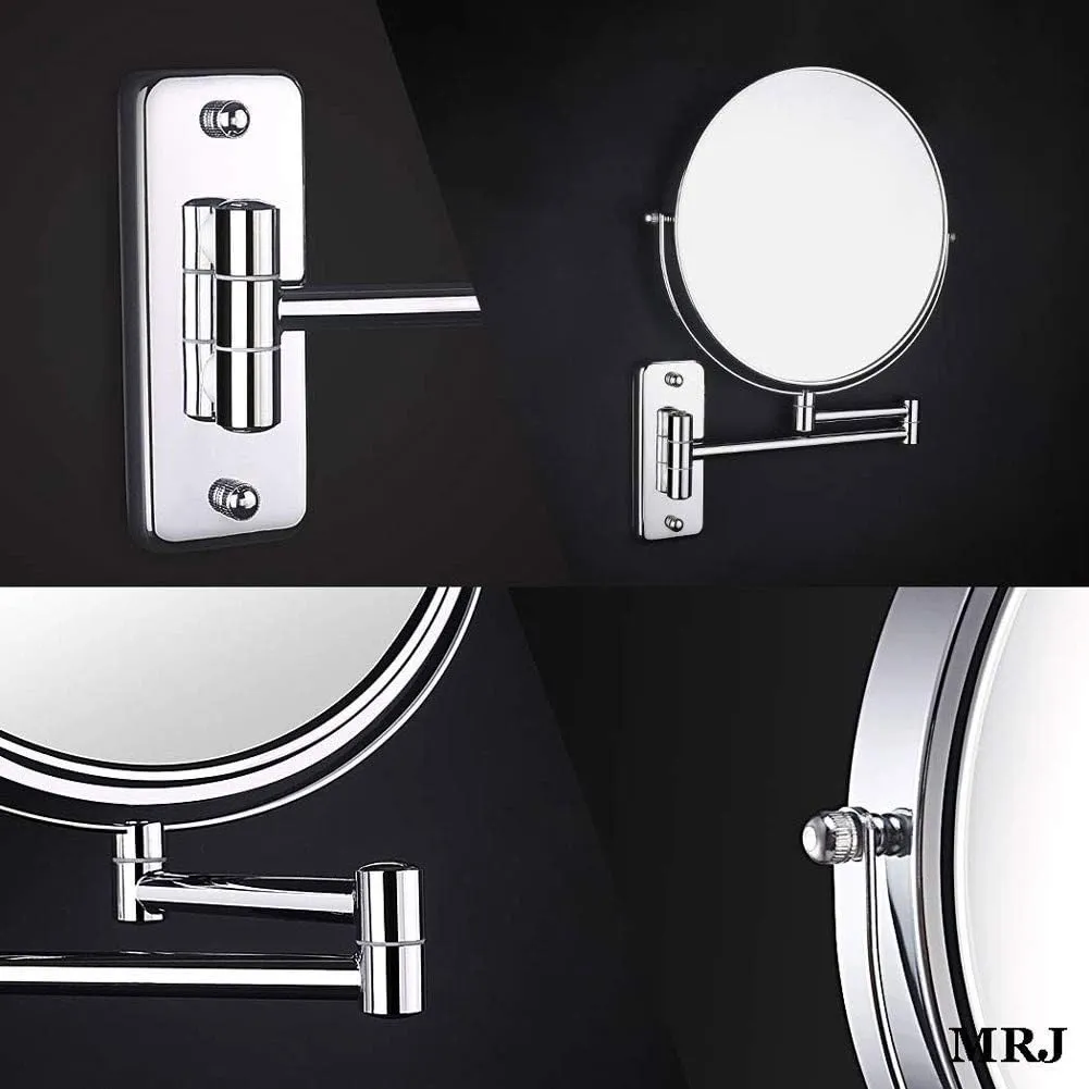 Bathroom Wall Mounted Makeup 6-inch Two-Sided 1 3X/5X Magnification 360°Swivel Extending Folding Bathroom Shaving Cosmetic Make Up Mirror (Rose Gold 1