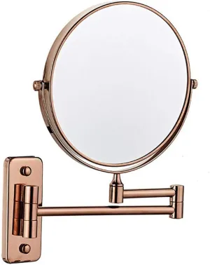 Bathroom Wall Mounted Makeup 6-inch Two-Sided 1 3X/5X Magnification 360°Swivel Extending Folding Bathroom Shaving Cosmetic Make Up Mirror (Rose Gold 1