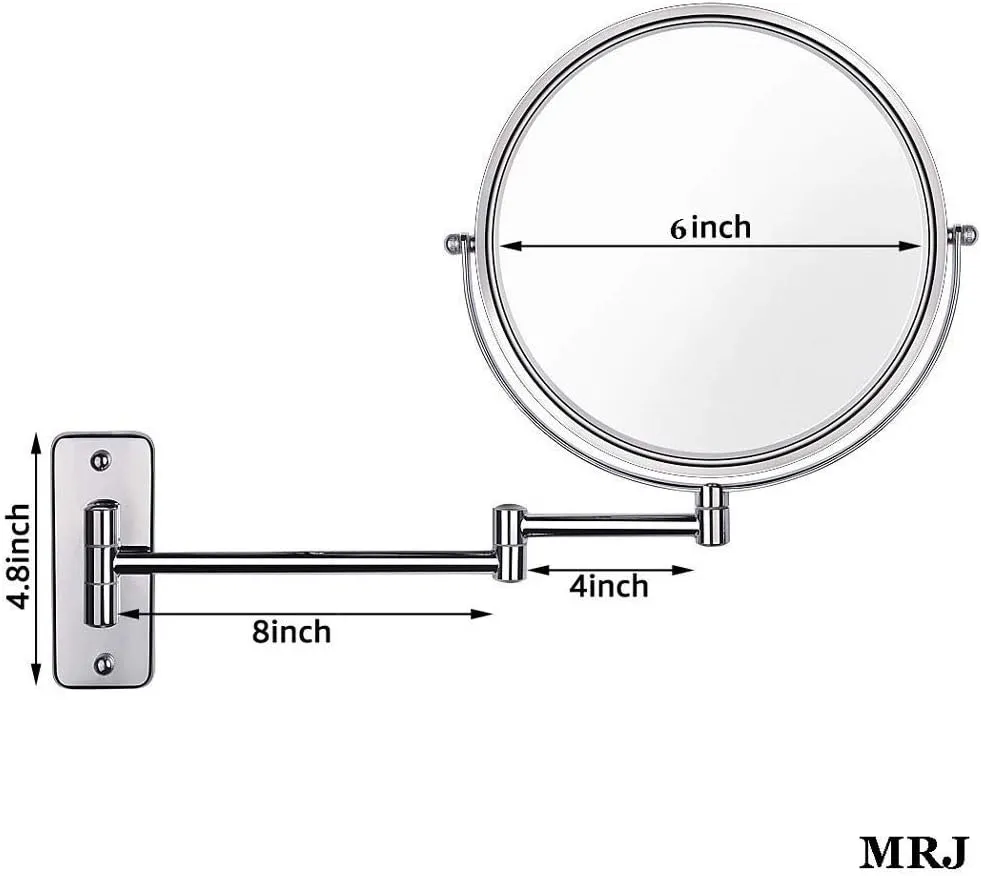 Bathroom Wall Mounted Makeup 6-inch Two-Sided 1 3X/5X Magnification 360°Swivel Extending Folding Bathroom Shaving Cosmetic Make Up Mirror (Rose Gold 1