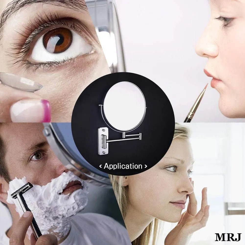 Bathroom Wall Mounted Makeup 6-inch Two-Sided 1 3X/5X Magnification 360°Swivel Extending Folding Bathroom Shaving Cosmetic Make Up Mirror (Rose Gold 1