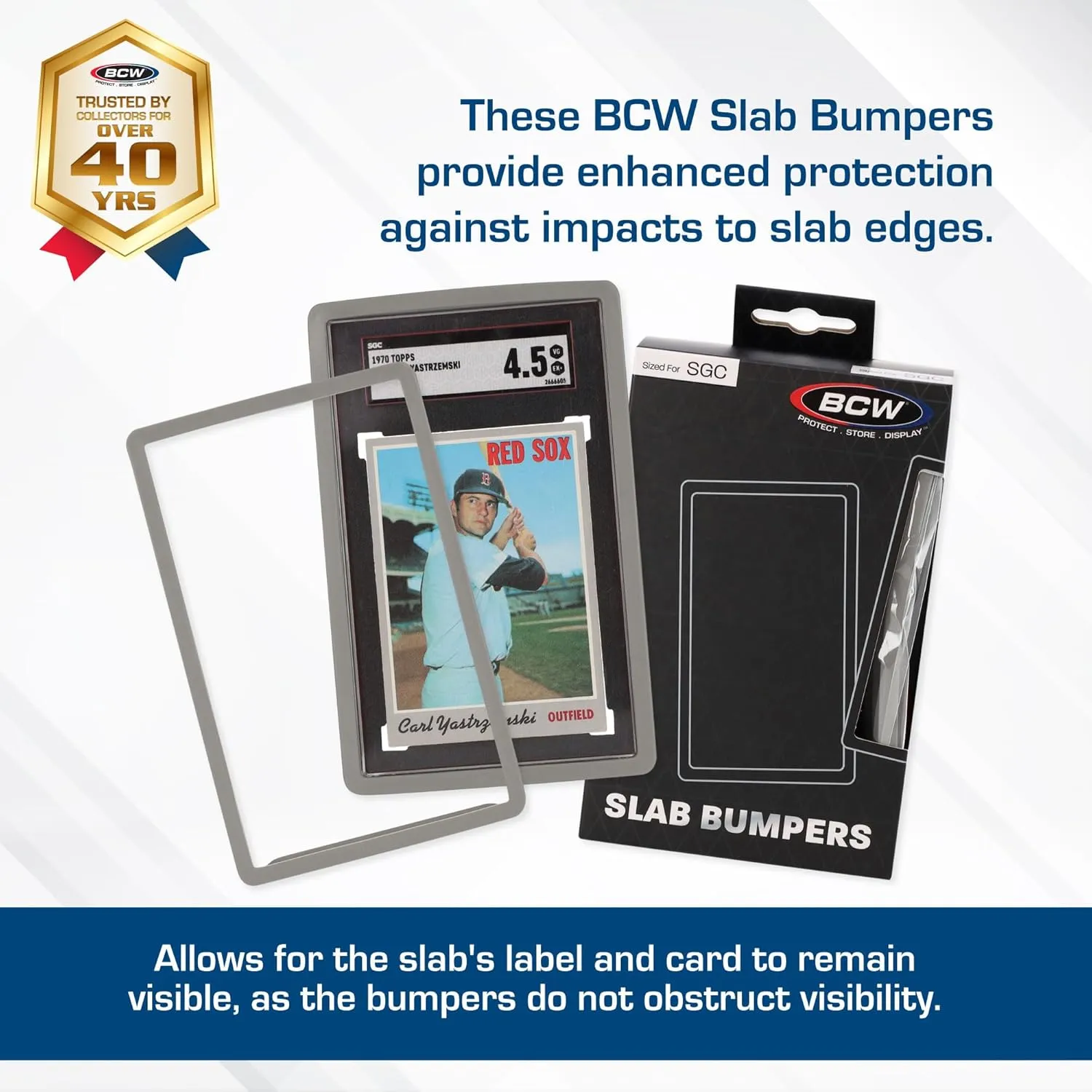 BCW Graded Silver Card Slab Bumpers for SGC | 6-Pack Edge Protectors for Sports & Trading Cards