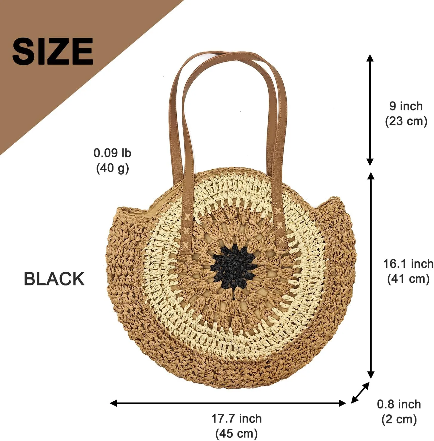 Beach Bags for Women Vacation Large Handcrafted Woven Straw Tote with Zipper Summer Shoulder Boho Crochet