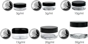 Beauticom 20 gram/20ml Empty Clear Small Round Travel Container Jar Pots with Lids for Make Up Powder, Eyeshadow Pigments, Lotion, Creams, Lip Balm, Lip Gloss, Samples (48 Pieces, Gray)