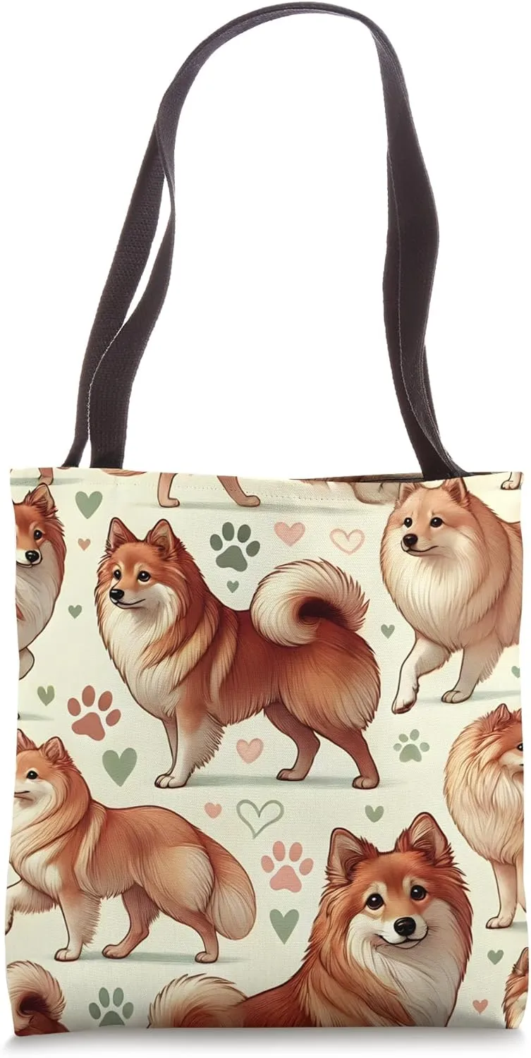 Beautiful Finnish Spitz Dogs Pattern Cute Finkie Tote Bag