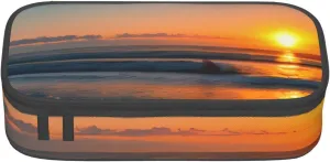 Beautiful Sunrise Ocean Print Large capacity pencil case with zipper,portable stationery storage bag