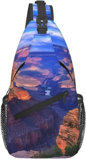 Beauty Grand Canyon Printed Chest Bag for Men and Women, Casual Shoulder Backpack for School Hiking Camping Travel Black One Size, Black, One Size