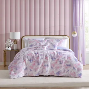Betsey Johnson - Comforter Set, Super Soft Plush Bedding with Matching Sham & Throw Pillow, Charming Room Essentials (Sunset Tie Dye Pink, Twin)