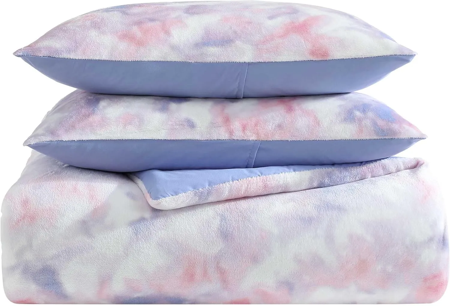Betsey Johnson - Comforter Set, Super Soft Plush Bedding with Matching Sham & Throw Pillow, Charming Room Essentials (Sunset Tie Dye Pink, Twin)