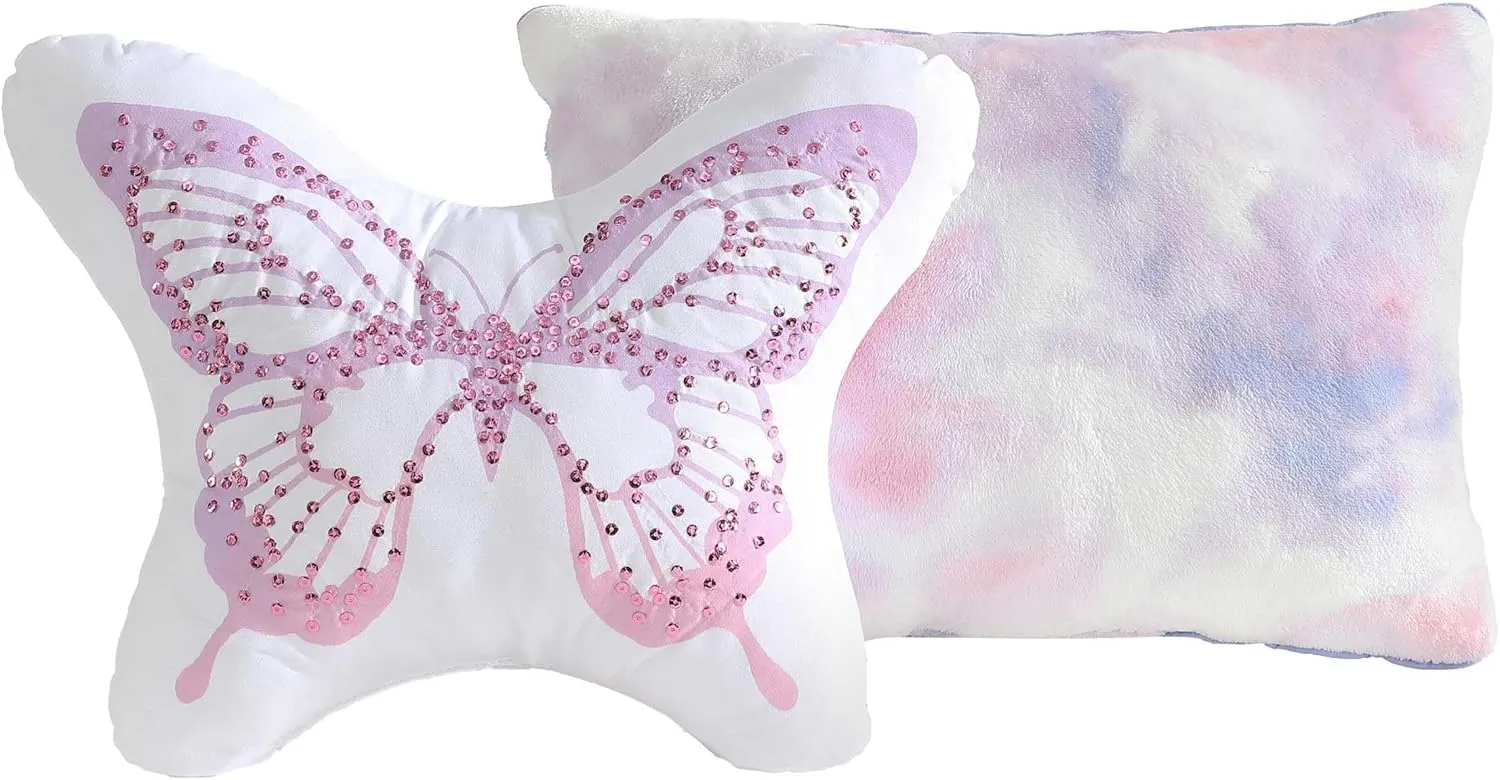 Betsey Johnson - Comforter Set, Super Soft Plush Bedding with Matching Sham & Throw Pillow, Charming Room Essentials (Sunset Tie Dye Pink, Twin)