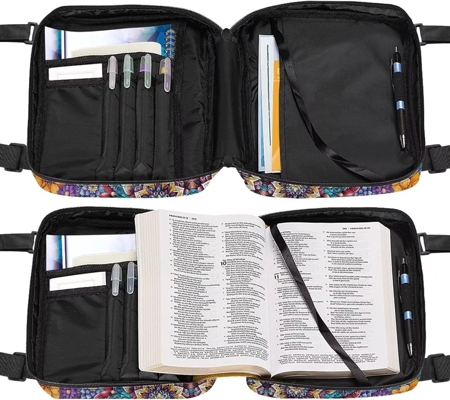 Bible Cover for Women Large Capacity Bible Book Protector Case with Adjustable Straps Multi Holder