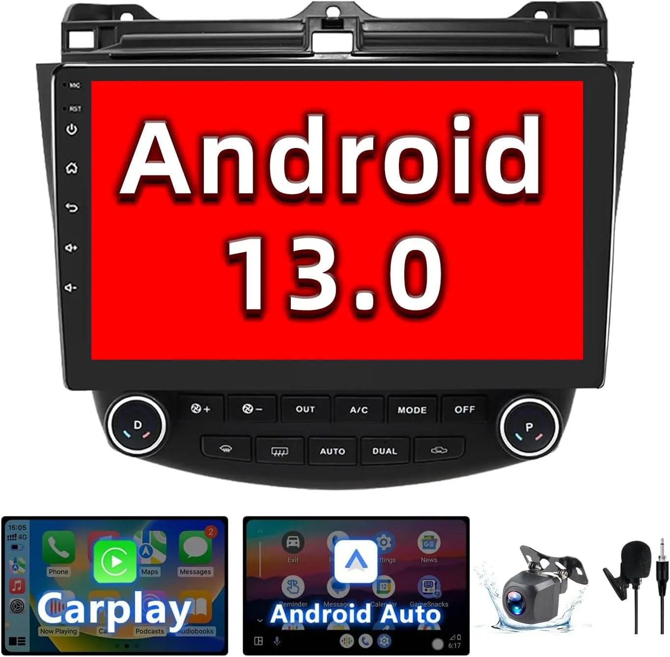 Binize Android 13 Car Stereo Radio Wireless Carplay&Android Auto 10 Inch Touchscreen Radio Compatible with Honda Accord 7th 2003 2004 2005 2006 2007 Support GPS Bluetooth/FM/DSP Backup Camera
