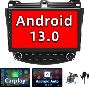 Binize Android 13 Car Stereo Radio Wireless Carplay&Android Auto 10 Inch Touchscreen Radio Compatible with Honda Accord 7th 2003 2004 2005 2006 2007 Support GPS Bluetooth/FM/DSP Backup Camera