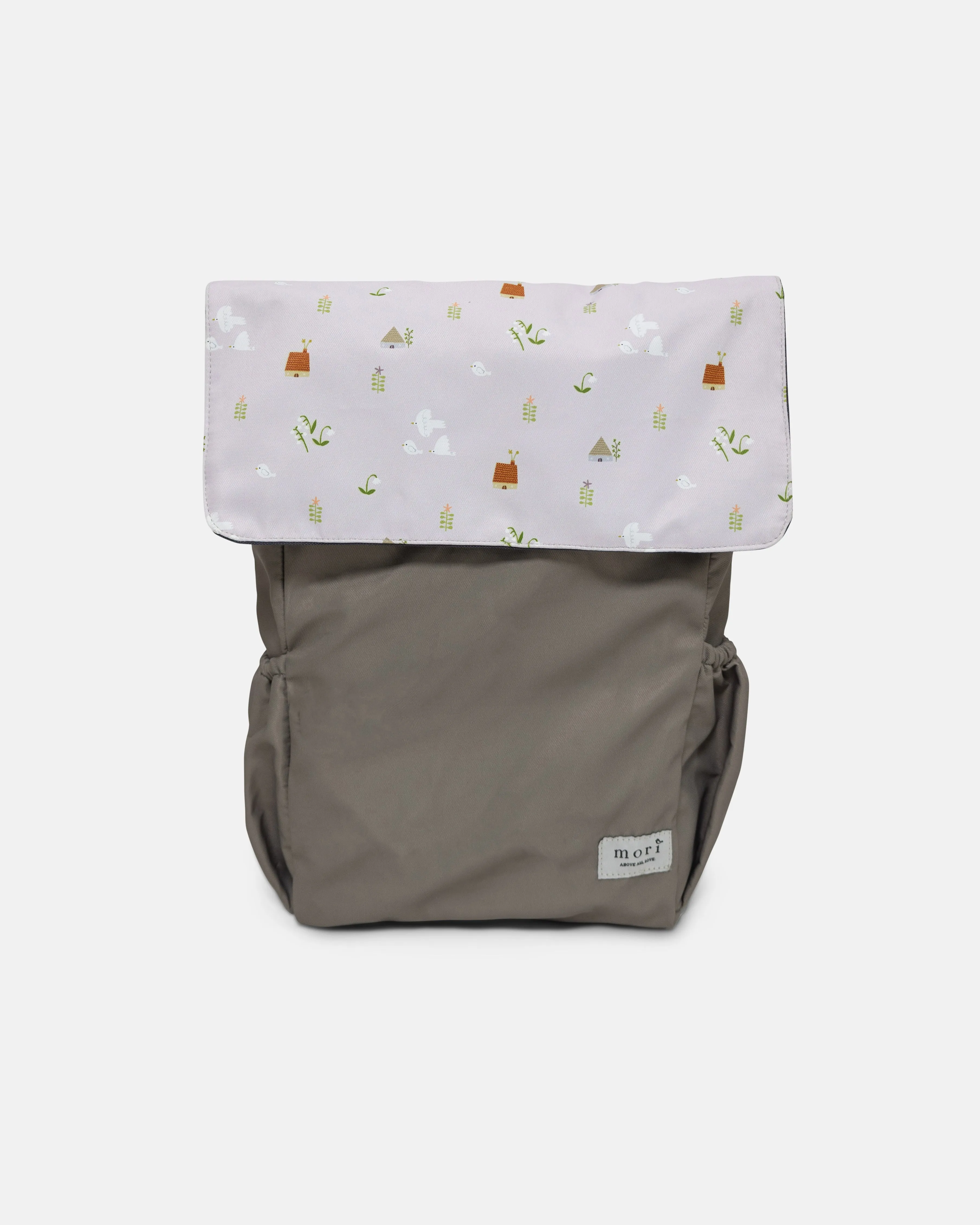 Birds and Lilies Pink Greyish-Green Utility 4-Way Washable Bag 2.0