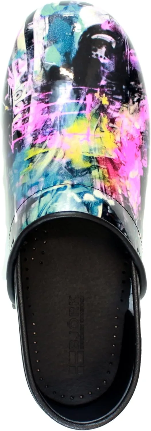 BJORK Swedish Comfort Women's Professional Printed Leather Clogs