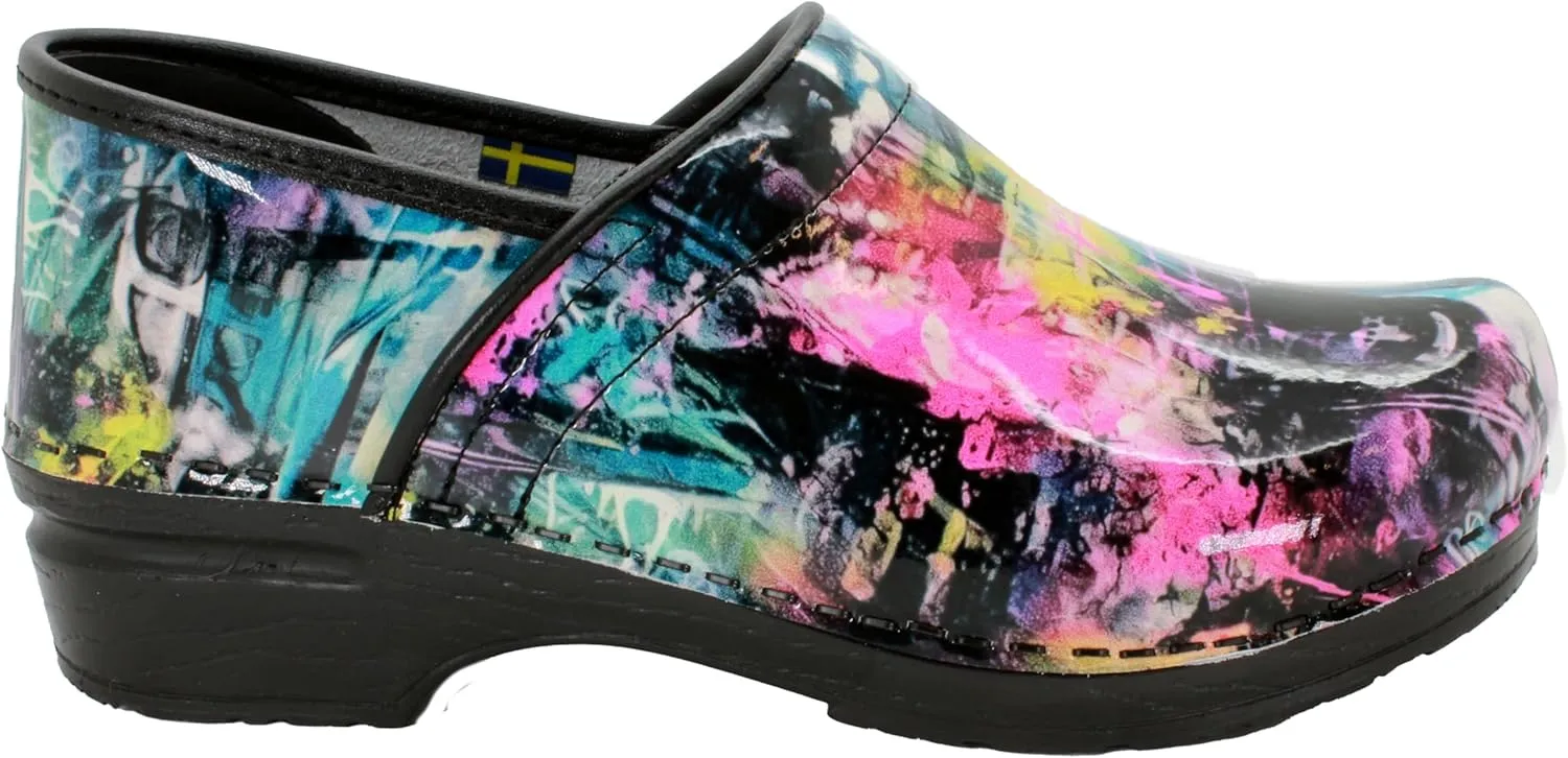 BJORK Swedish Comfort Women's Professional Printed Leather Clogs