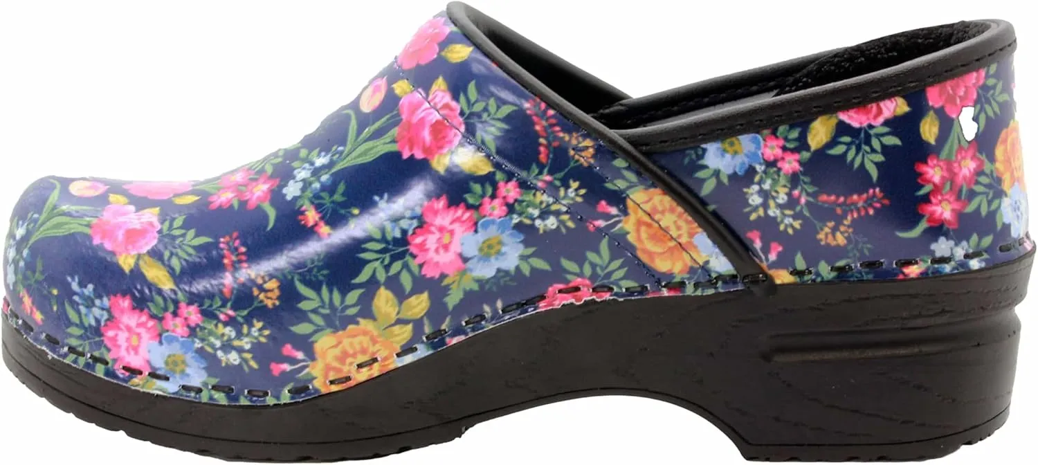 BJORK Swedish Comfort Women's Professional Printed Leather Clogs